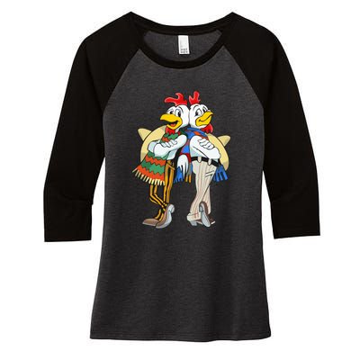 The Los Pollos Cool Vector Design New Women's Tri-Blend 3/4-Sleeve Raglan Shirt