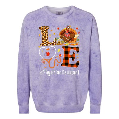 Thanksgiving Love Physician Assistant Leopard Funny Colorblast Crewneck Sweatshirt