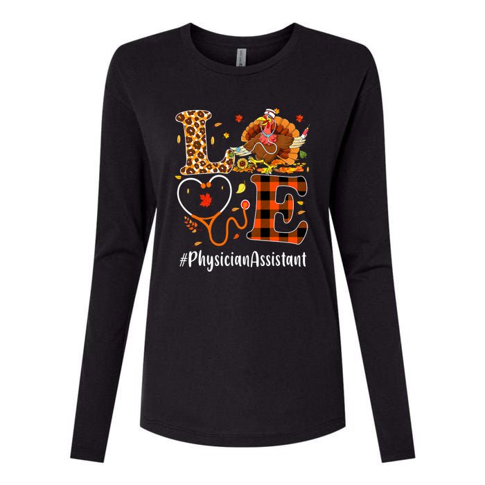 Thanksgiving Love Physician Assistant Leopard Funny Womens Cotton Relaxed Long Sleeve T-Shirt