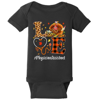 Thanksgiving Love Physician Assistant Leopard Funny Baby Bodysuit