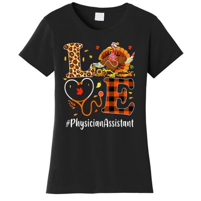 Thanksgiving Love Physician Assistant Leopard Funny Women's T-Shirt