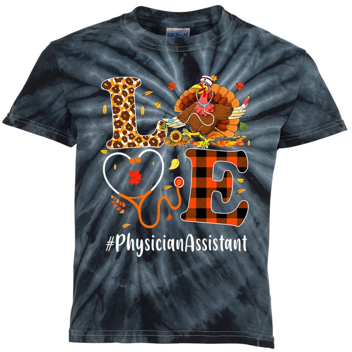 Thanksgiving Love Physician Assistant Leopard Funny Kids Tie-Dye T-Shirt