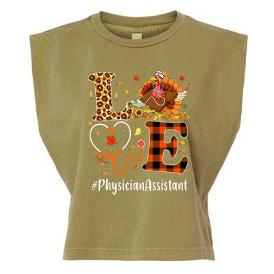 Thanksgiving Love Physician Assistant Leopard Funny Garment-Dyed Women's Muscle Tee