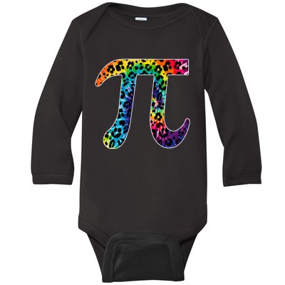 Tg Leopard Plaid Tie Dye Pi Day 3 14 Funny Math Lover Baby Long Sleeve Bodysuit