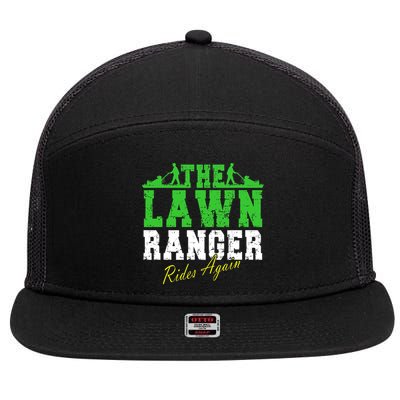 The Lawn Ranger Rides Again Lawn Mower Golf 7 Panel Mesh Trucker Snapback Hat