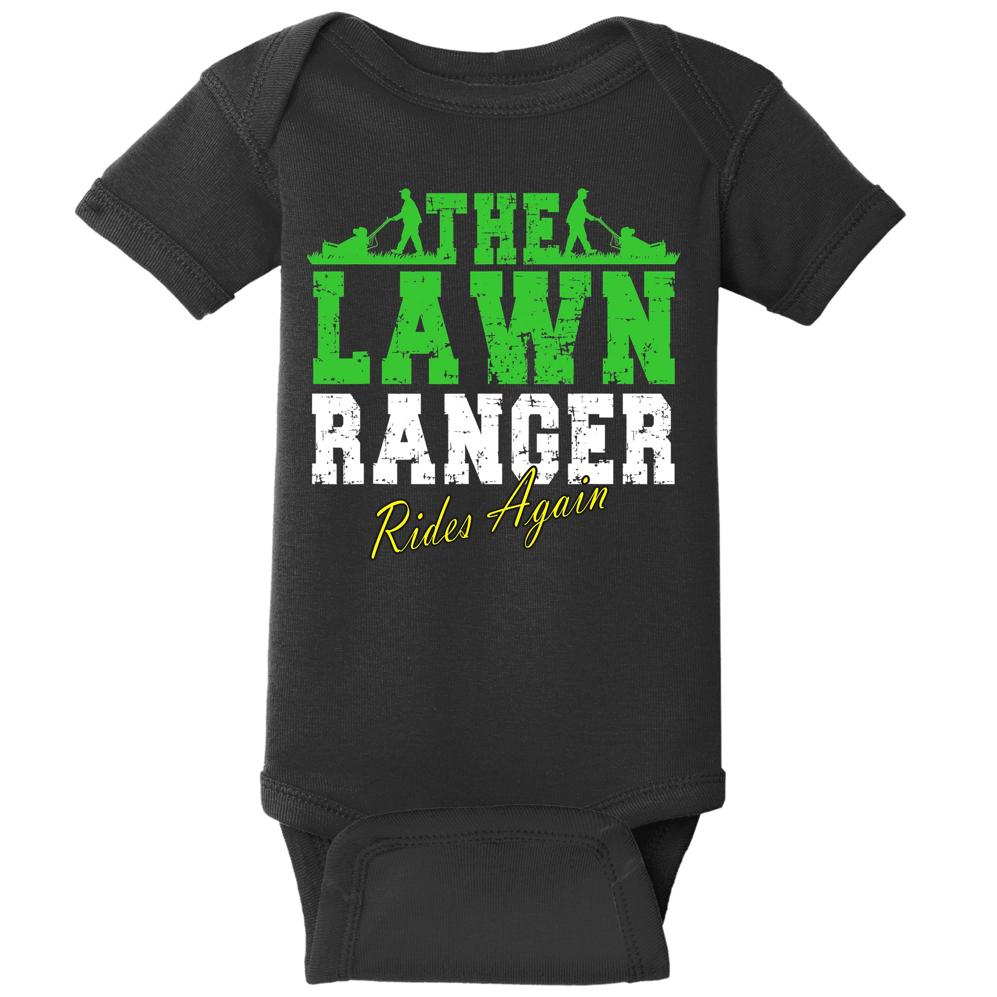 The Lawn Ranger Rides Again Lawn Mower Golf Baby Bodysuit
