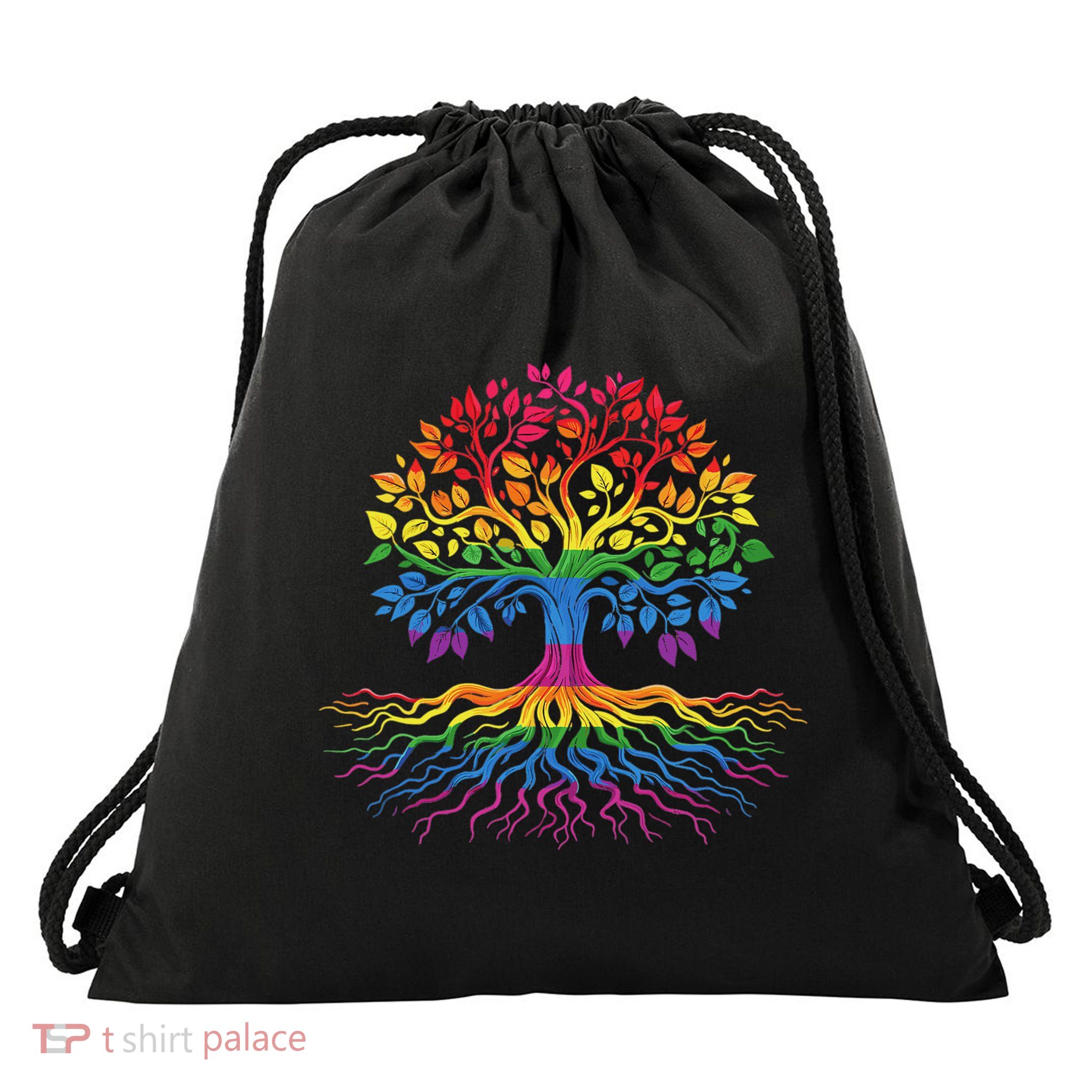 Tree Life Rainbow Lgbt Flag Ally Drawstring Bag