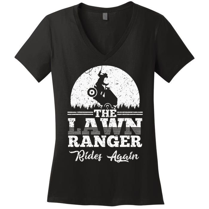 The Lawn Ranger Rides Again Cute Lawn Caretaker Women's V-Neck T-Shirt