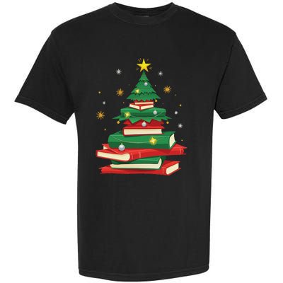 Tree Love Reading Books Librarian Women Funny Christmas Garment-Dyed Heavyweight T-Shirt