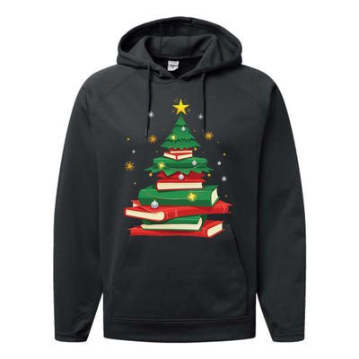 Tree Love Reading Books Librarian Women Funny Christmas Performance Fleece Hoodie