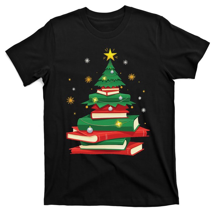 Tree Love Reading Books Librarian Women Funny Christmas T-Shirt