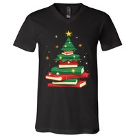 Tree Love Reading Books Librarian Women Funny Christmas V-Neck T-Shirt