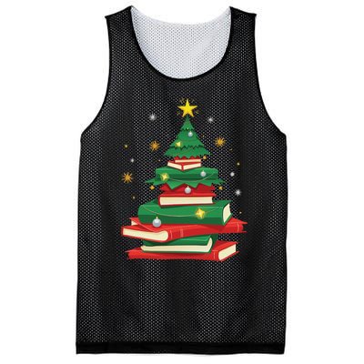 Tree Love Reading Books Librarian Women Funny Christmas Mesh Reversible Basketball Jersey Tank