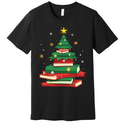 Tree Love Reading Books Librarian Women Funny Christmas Premium T-Shirt