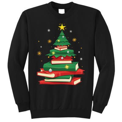 Tree Love Reading Books Librarian Women Funny Christmas Tall Sweatshirt