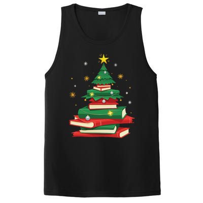 Tree Love Reading Books Librarian Women Funny Christmas PosiCharge Competitor Tank