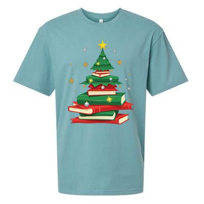 Tree Love Reading Books Librarian Women Funny Christmas Sueded Cloud Jersey T-Shirt