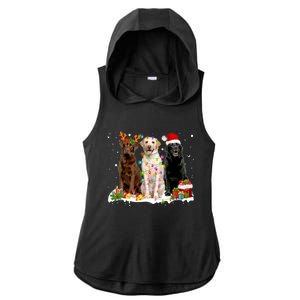 Three Labrador Retriever Xmas Labrador Retriever Lover Gift Ladies PosiCharge Tri-Blend Wicking Draft Hoodie Tank