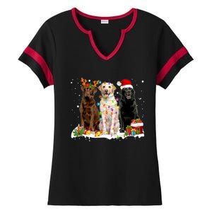 Three Labrador Retriever Xmas Labrador Retriever Lover Gift Ladies Halftime Notch Neck Tee