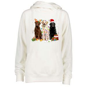 Three Labrador Retriever Xmas Labrador Retriever Lover Gift Womens Funnel Neck Pullover Hood