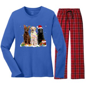 Three Labrador Retriever Xmas Labrador Retriever Lover Gift Women's Long Sleeve Flannel Pajama Set 