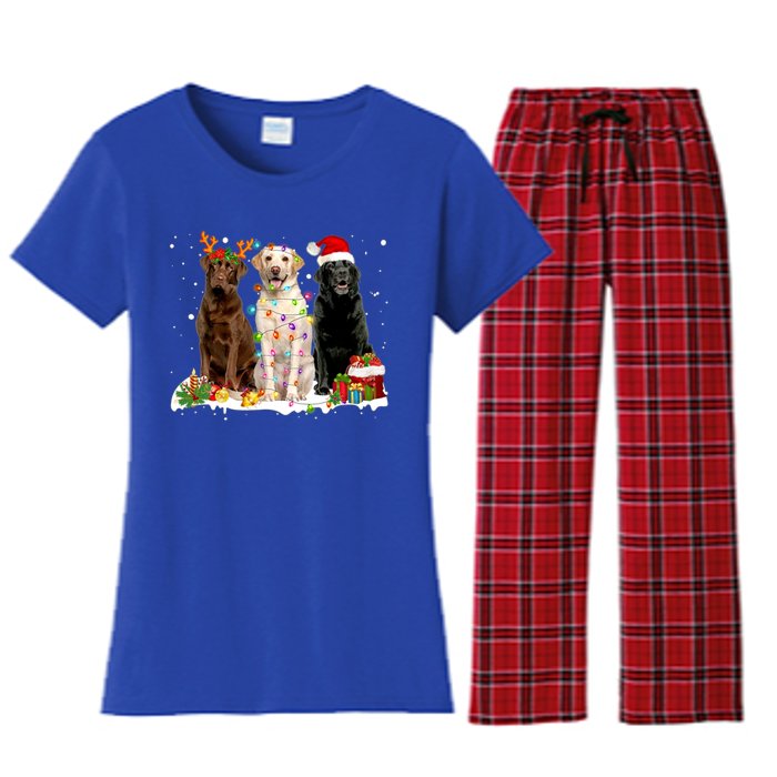 Three Labrador Retriever Xmas Labrador Retriever Lover Gift Women's Flannel Pajama Set