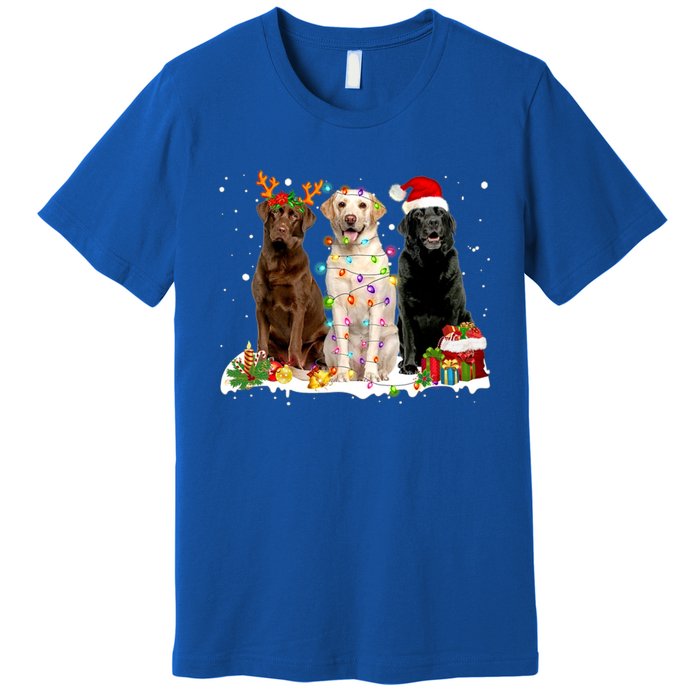 Three Labrador Retriever Xmas Labrador Retriever Lover Gift Premium T-Shirt