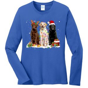 Three Labrador Retriever Xmas Labrador Retriever Lover Gift Ladies Long Sleeve Shirt