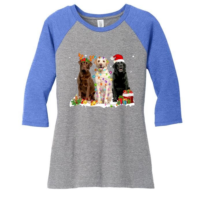 Three Labrador Retriever Xmas Labrador Retriever Lover Gift Women's Tri-Blend 3/4-Sleeve Raglan Shirt