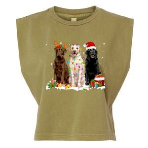 Three Labrador Retriever Xmas Labrador Retriever Lover Gift Garment-Dyed Women's Muscle Tee