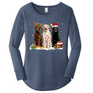 Three Labrador Retriever Xmas Labrador Retriever Lover Gift Women's Perfect Tri Tunic Long Sleeve Shirt