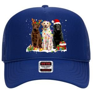 Three Labrador Retriever Xmas Labrador Retriever Lover Gift High Crown Mesh Back Trucker Hat