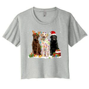 Three Labrador Retriever Xmas Labrador Retriever Lover Gift Women's Crop Top Tee