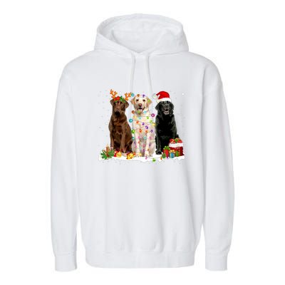 Three Labrador Retriever Xmas Labrador Retriever Lover Gift Garment-Dyed Fleece Hoodie