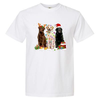 Three Labrador Retriever Xmas Labrador Retriever Lover Gift Garment-Dyed Heavyweight T-Shirt