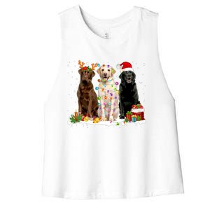 Three Labrador Retriever Xmas Labrador Retriever Lover Gift Women's Racerback Cropped Tank