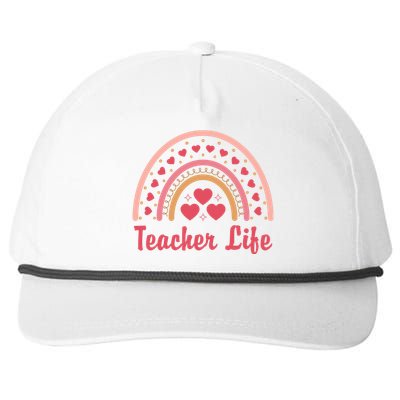 Teacher Life Rainbow Valentines Day Gift Snapback Five-Panel Rope Hat