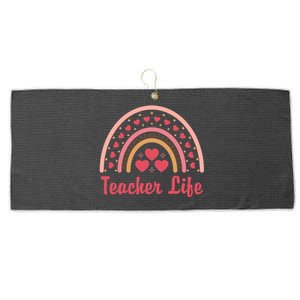 Teacher Life Rainbow Valentines Day Gift Large Microfiber Waffle Golf Towel