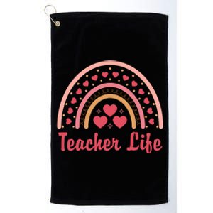 Teacher Life Rainbow Valentines Day Gift Platinum Collection Golf Towel