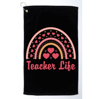 Teacher Life Rainbow Valentines Day Gift Golf Towel