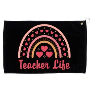 Teacher Life Rainbow Valentines Day Gift Grommeted Golf Towel