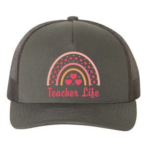 Teacher Life Rainbow Valentines Day Gift Yupoong Adult 5-Panel Trucker Hat