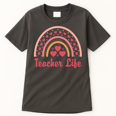 Teacher Life Rainbow Valentines Day Gift Tall T-Shirt