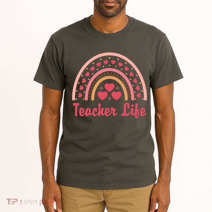 Teacher Life Rainbow Valentines Day Gift Tall T-Shirt