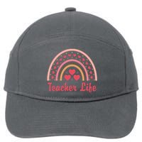 Teacher Life Rainbow Valentines Day Gift 7-Panel Snapback Hat