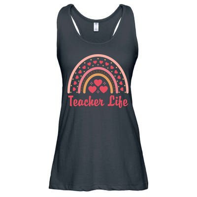 Teacher Life Rainbow Valentines Day Gift Ladies Essential Flowy Tank