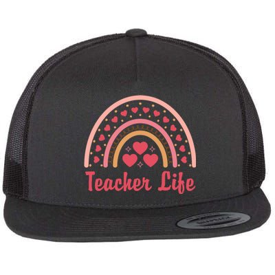 Teacher Life Rainbow Valentines Day Gift Flat Bill Trucker Hat