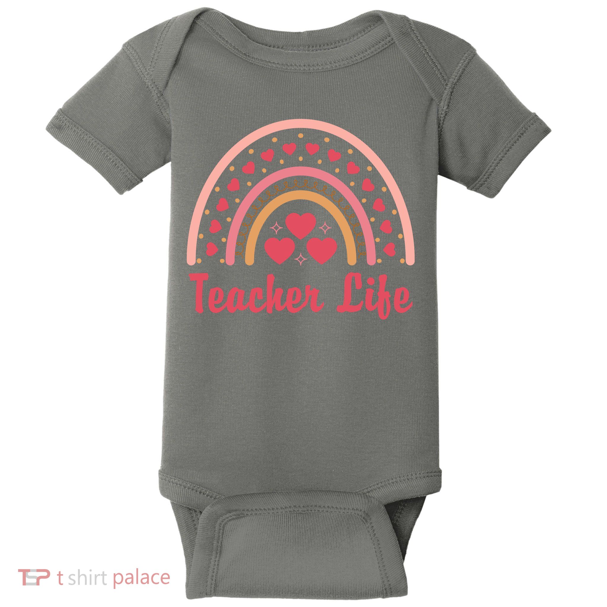 Teacher Life Rainbow Valentines Day Gift Baby Bodysuit
