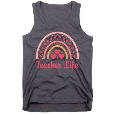 Teacher Life Rainbow Valentines Day Gift Tank Top