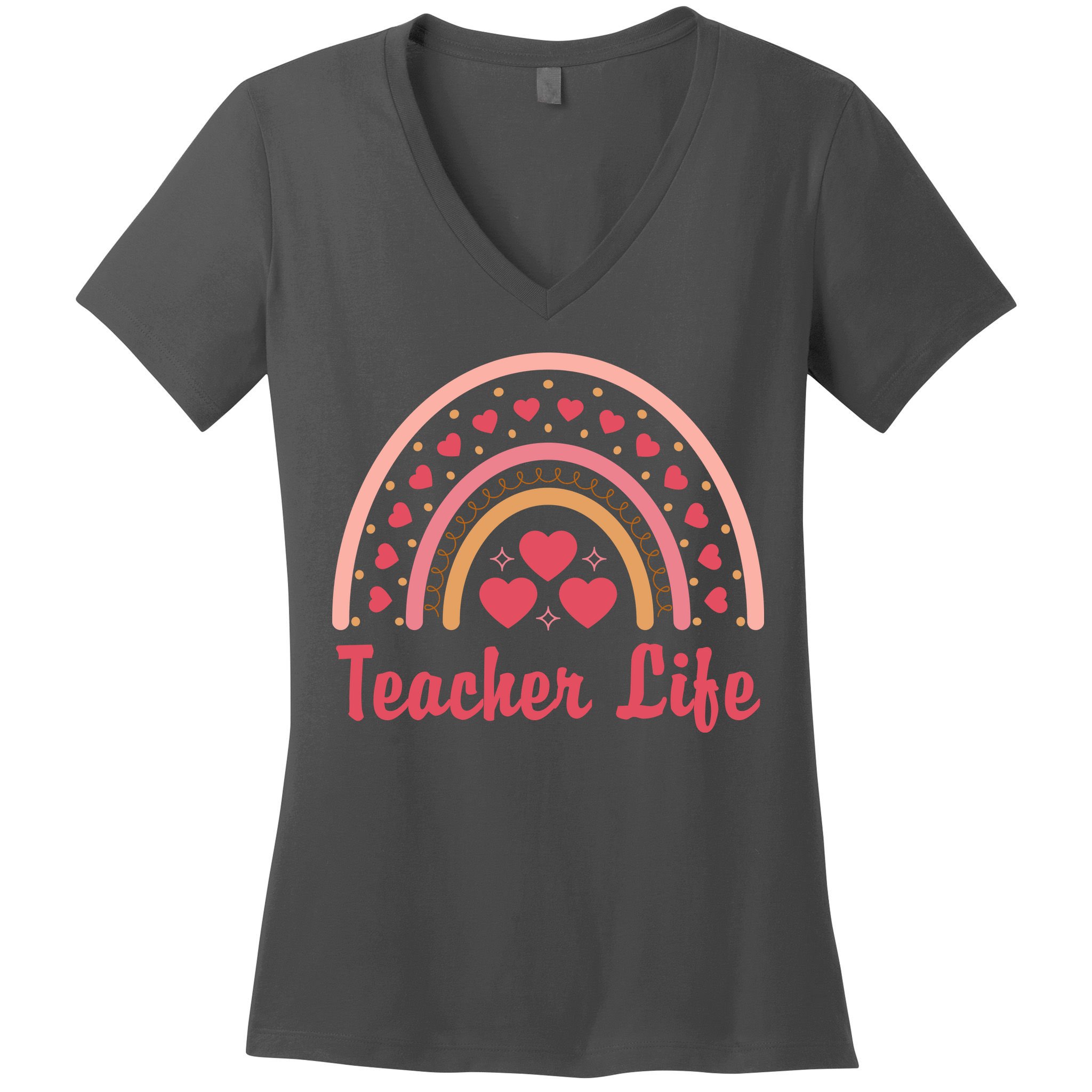 Teacher Life Rainbow Valentines Day Gift Women's V-Neck T-Shirt